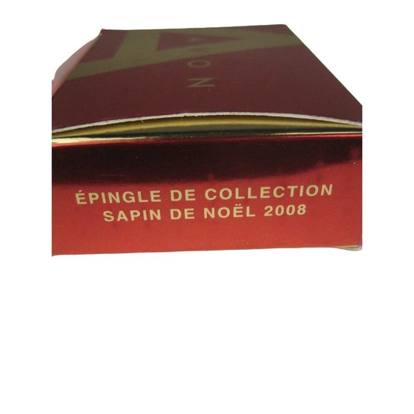 2008 AVON 5th Annual Christmas Tree Brooch Pin Signed Rhinestone Faux Pearl - Picture 4 of 10